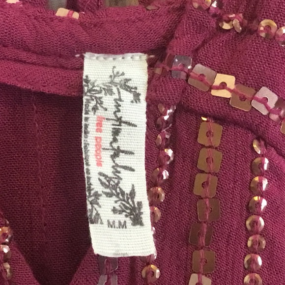 FREE PEOPLE SLEEVELESS BURGUNDY BLING WOMEN SZ MM - Picture 6 of 7
